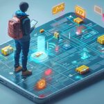 Corporate traveler using a mobile insurance app