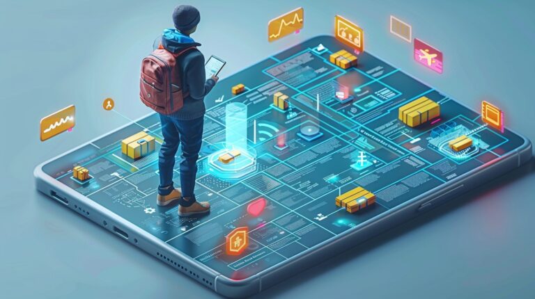 Corporate traveler using a mobile insurance app